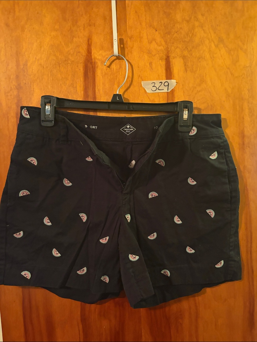 St. John's Bay Black Shorts with Watermelon Embroidery